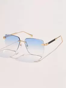 1pc Women Fashion Gradient Color Rimless Square Frame Fashion Glasses, Accessory For Travel And Daily Wear Beach Accessories For Women Glasses Shades Basics Fall Winter Women Outfits Clothes Business Casual Gifts For Summer Beach Vacation,Outdoor,Travel - Ombre - View 5
