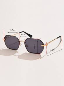 1 pieza Gafas de moda para mujer con diseño de marco metálico pequeño poligonal, efecto degradado, elegante y vintage, con decoración hueca. Para uso diario, playa, vacaciones, exteriores, viajes. Accesorio elegante con decoración geométrica para verano, playa y vacaciones.