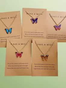 ROMWE 1入組隨機蝴蝶吊墜項鍊 - 彩色 - 查看 1