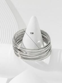 17入組素色極簡風格手鐲 - 銀色 - 查看 3