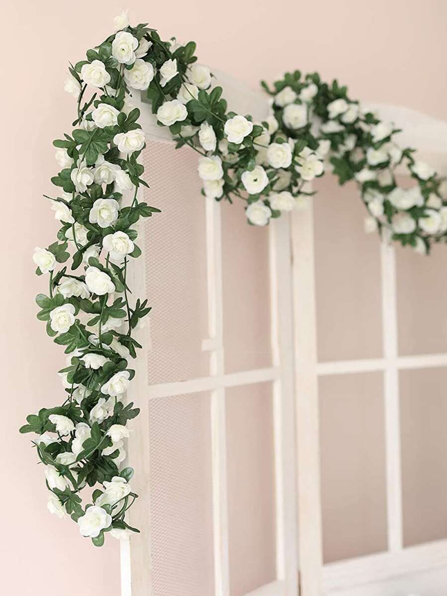 1/3/5 pièces Guirlande de roses artificielles, décoration de salle de mariage, décoration murale pour la maison, la chambre, le salon, la salle de bain, le jardin extérieur, l'école, les fêtes d'anniversaire, la Saint-Valentin, Noël