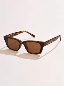1pc Women's Fashion Simple Square Sunglasses, Unisex European & American Retro Casual Street Style Sunglasses, Suitable For Daily, Vacation And Travel Wear Beach Accessories For Women Sun Glasses Sunglasses Shades Basics And Suit For Sweater Jeans Sweatpants Hoodie Jackets Dress And Long Sleeve Shirt Fashionable Shade Elegant Outfit Family Outings Travel Vacation Holiday - 咖啡棕 - 查看 4