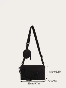 Tối giản Trang trí chuỗi Túi Vuông Với ví coin - màu đen - Xem 3