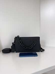 Tối giản Trang trí chuỗi Túi Vuông Với ví coin - màu đen - Xem 7