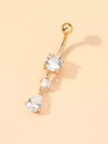 Xuyên Hoàn Hảo Đính Đá Cubic Zirconia Trang Trí Rốn Bụng Nhẫn Inox Dành Cho Nữ & Nam Không Cần Xuyên Vách Ngăn Cơ Thể Trang Sức - Vàng - Xem 2