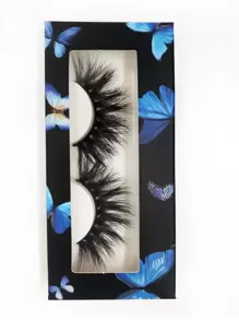 1pair Volumized False Eyelashes - Black - View 1