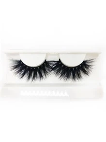 1pair Volumized False Eyelashes - Black - View 3