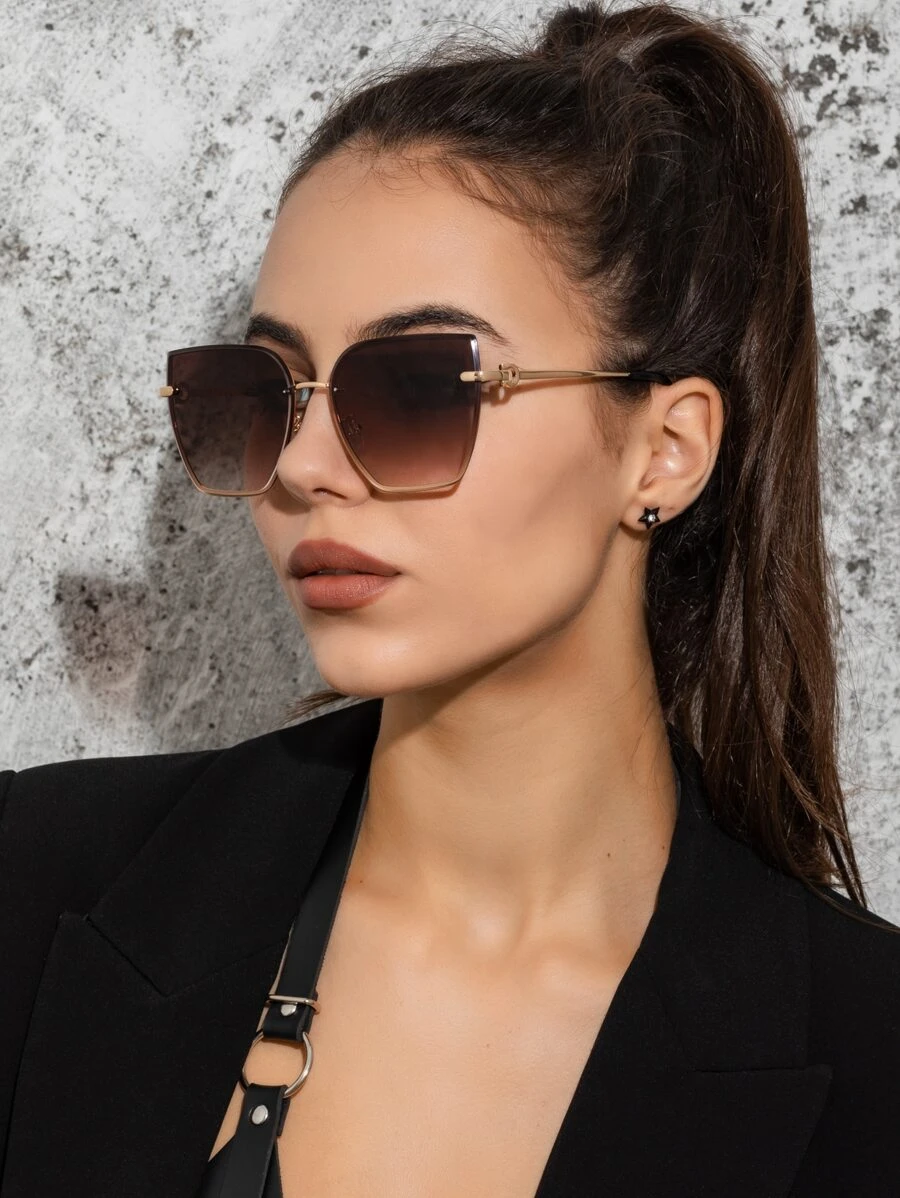 1pc Women's Metal Square Thin Frame Fashion Elegant Decorated Sunglasses, Suitable For Daily Wear, Travel And Vacation Beach Accessories For Women Sun Glasses Sunglasses Shades Fashionable Shade Elegant Outfit Family Outings Travel Vacation Holiday