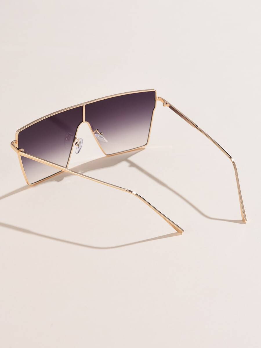 1pc Women's Fashionable Metal Square Frame Gradient Color Rimless