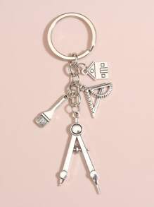 Driehoek liniaal charme sleutelhanger - Zilver - Bekijken 2