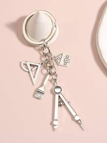 Driehoek liniaal charme sleutelhanger - Zilver - Bekijken 3