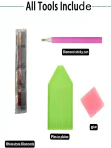 1件套宇航員和花朵圖案DIY無邊框水鑽繪畫 - 彩色 - 查看 6