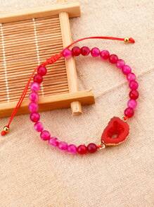 Vòng tay hạt trang trí hình dạng bất đối xứng - Màu Hồng Tươi - Xem 1