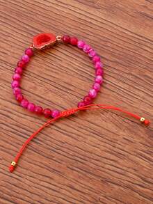 Vòng tay hạt trang trí hình dạng bất đối xứng - Màu Hồng Tươi - Xem 2