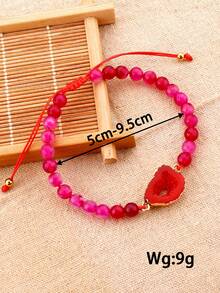 Vòng tay hạt trang trí hình dạng bất đối xứng - Màu Hồng Tươi - Xem 3