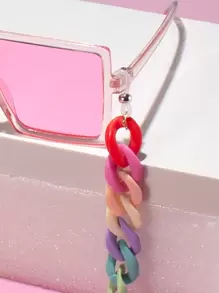 女孩著色鏡片太陽眼鏡和太陽眼鏡鏈 - 粉色 - 查看 5