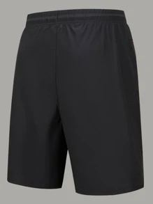 Boyfriend Style Men Drawstring Waist Zipper Detail Sports Shorts - Black - View 2