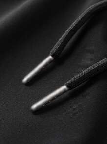 Boyfriend Style Men Drawstring Waist Zipper Detail Sports Shorts - Black - View 3