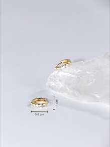 方晶鋯石裝飾圓耳環