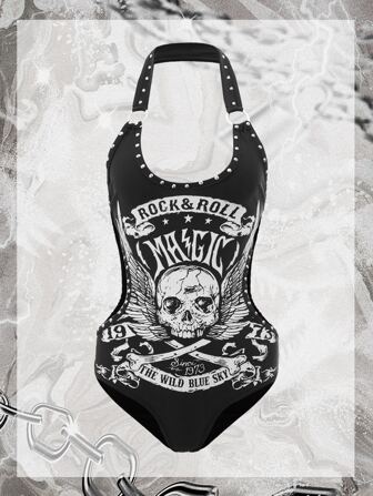 Body ras-du-cou halloween à lettres perlé creux