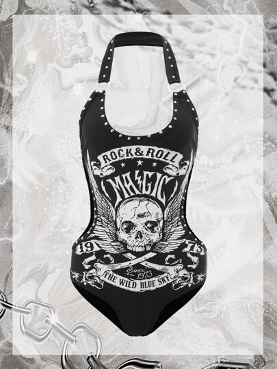 Body ras-du-cou halloween à lettres perlé creux