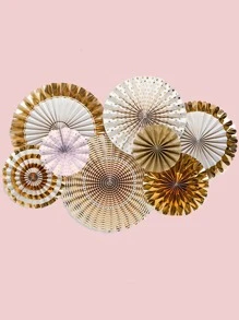 8 piezas / 16 piezas Abanicos de fiesta de papel de aluminio, decoraciones - Dorado - Ver 3