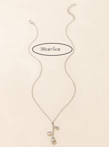 imoli 素色花朵吊墜項鍊 - 銀色 - 查看 3