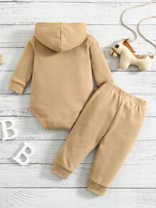 Bộ đồ Em bé màu trơn Giải trí - Màu Khaki - Xem 2