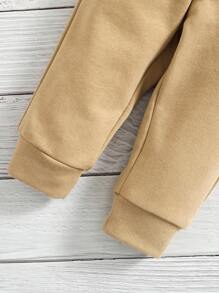 Bộ đồ Em bé màu trơn Giải trí - Màu Khaki - Xem 7