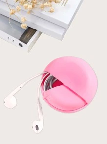 素色便攜耳機收納盒 - 粉色 - 查看 5