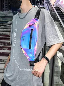 peach tree 男士时尚反光斜跨单肩腰包，桃树圣诞男士包度假旅行必备品爸爸礼物斜挎包旅行包单肩包腰包男友礼物趣味礼物腰包男士侧包臀包男士胸包节日必备品夏季返校腰带夏季包春假包包腰带包 - 藍色 - 查看 3