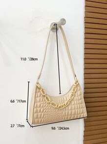 鱷魚壓紋鏈條裝飾法棍包