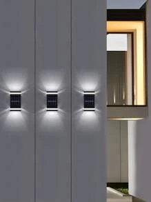 Linterna solar ABS de 1 pieza, linterna solar al aire libre minimalista montada en la pared para jardín - Blanco - Ver 5