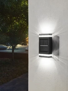 Linterna solar ABS de 1 pieza, linterna solar al aire libre minimalista montada en la pared para jardín - Blanco - Ver 2
