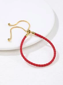 球吊墜編織手鏈 - 紅色 - 查看 1