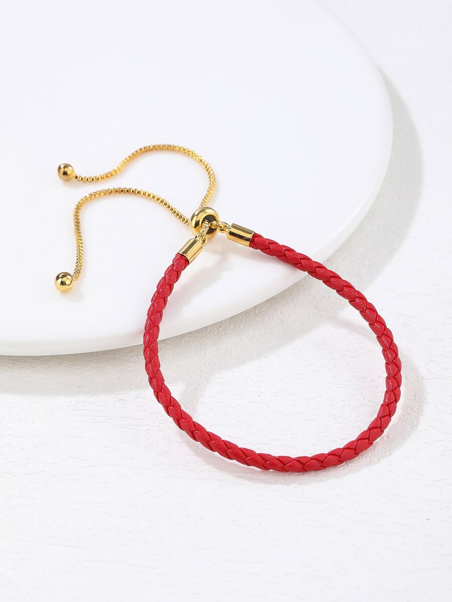 球吊墜編織手鏈 - 紅色 - 查看 1