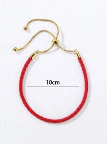 球吊墜編織手鏈 - 紅色 - 查看 3