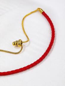 球吊墜編織手鏈 - 紅色 - 查看 4
