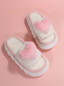 Women's Heart-Shaped Cute Fashion Platform Slippers - Pink - View 4