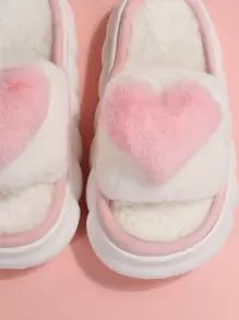 Women's Heart-Shaped Cute Fashion Platform Slippers - Pink - View 7