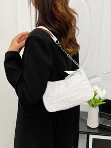 時尚、極簡、休閒、鏈子裝飾的長棍袋,適用於少女、青少女 - 白色 - 查看 5