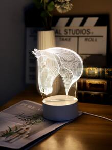 1 Đèn bàn trang trí hình ngựa trừu tượng 6 bóng LED, đèn ngủ, đèn chiếu sáng - Màu vàng - Xem 4