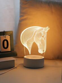 1 Đèn bàn trang trí hình ngựa trừu tượng 6 bóng LED, đèn ngủ, đèn chiếu sáng - Màu vàng - Xem 5