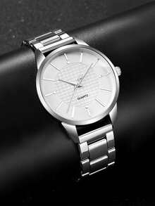 Reloj de cuarzo con puntero redondo como regalo para estudiantes que regresan a la escuela - Plateado - Ver 2