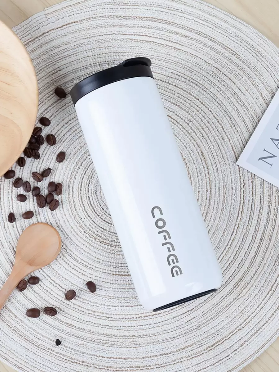 1入組字母圖案絕緣平底無腳杯 - 白色 - 查看 1