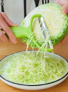 Pelador de verduras, frutas, cuchillo de acero inoxidable, ralladores de col, rebanador de patatas para ensalada, accesorios de cocina, utensilios de cocina de boca ancha - Verde - Ver 3
