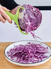 Pelador de verduras, frutas, cuchillo de acero inoxidable, ralladores de col, rebanador de patatas para ensalada, accesorios de cocina, utensilios de cocina de boca ancha - Verde - Ver 5