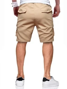 Manfinity Men Flap Pocket Cargo Shorts - Khaki - View 2