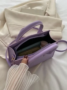 輕便商務休閒簡約雙提手方形包適合青少年女孩女大學生、菜鳥和白領完美適合辦公室、大學、工作、商務、通勤、戶外、旅行、郊遊 - 紫色 - 查看 5