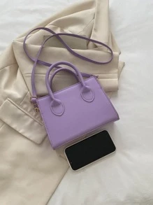 輕便商務休閒簡約雙提手方形包適合青少年女孩女大學生、菜鳥和白領完美適合辦公室、大學、工作、商務、通勤、戶外、旅行、郊遊 - 紫色 - 查看 6